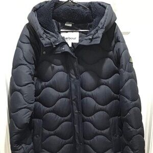 BARBOUR Nagril Quilted Longline Jacket, Dark Navy Size Women's 10
